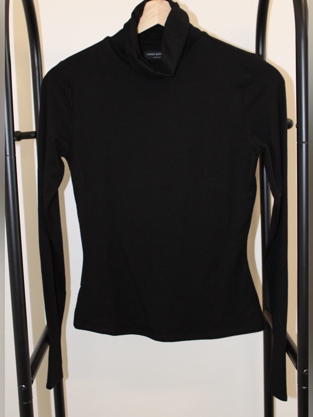 naked wardrobe Black Long-Sleeve Mock Neck Top